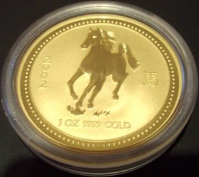 1/4 oz Gold Lunar I Pferd 2002 in Kapsel
