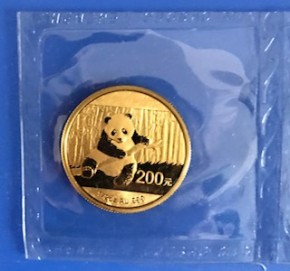 1 oz Gold China Panda 2014 in Folie
