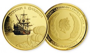 1 oz Gold coloriert Antigua & Barbuda Rum Runner Scottsdale Mint / in Certi-Card ( Auflage 500 )
