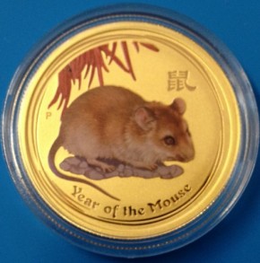1/2 oz Gold Lunar II Maus coloriert / farbig